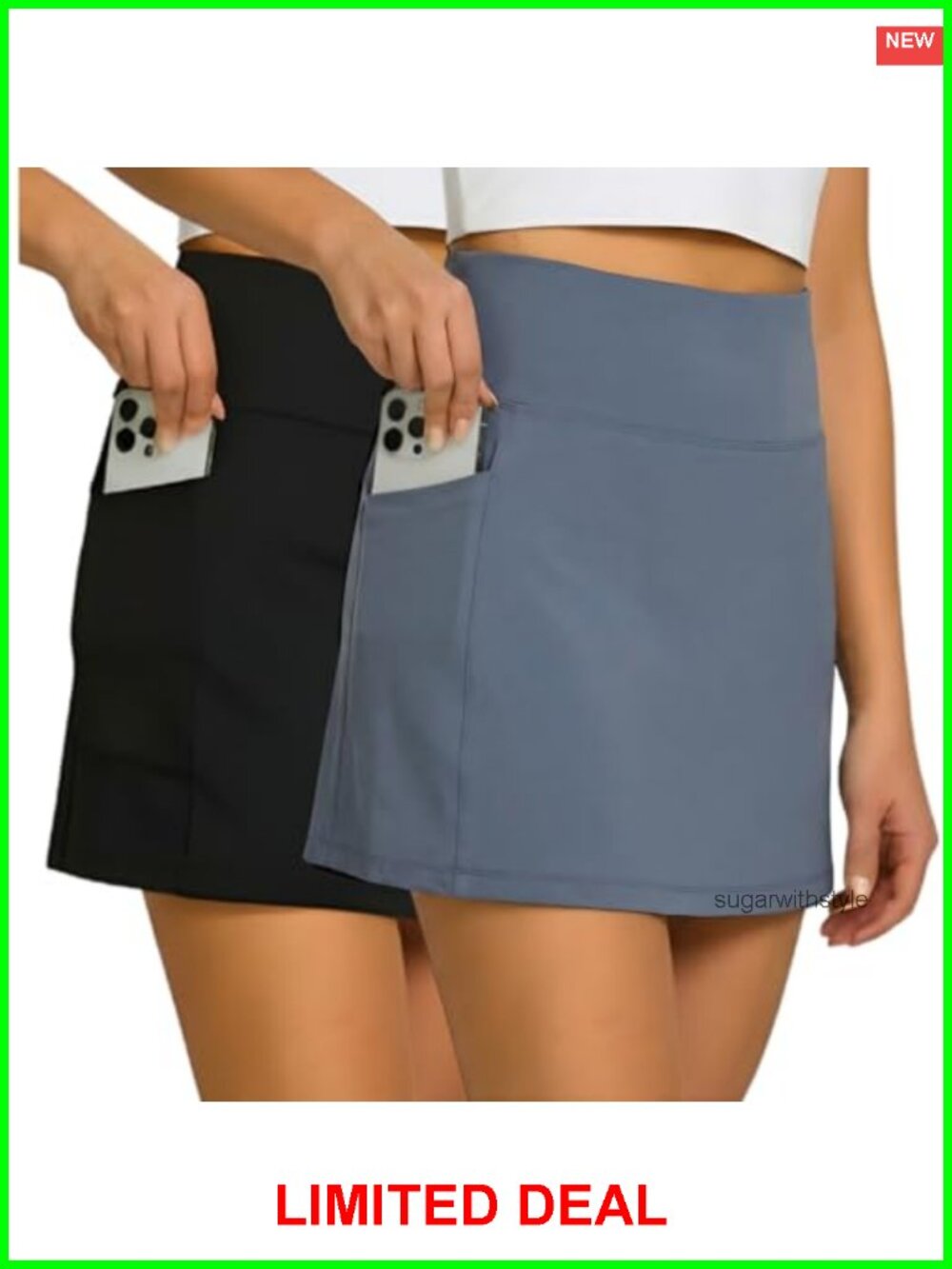 Women's Golf Skort 2 Pack High Waist Athletic Skirt with Pockets